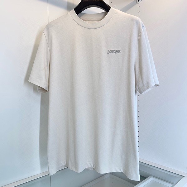 ロエベ コピー ロゴ エンブロイダリークルーネック Tシャツ 2色 lok24536